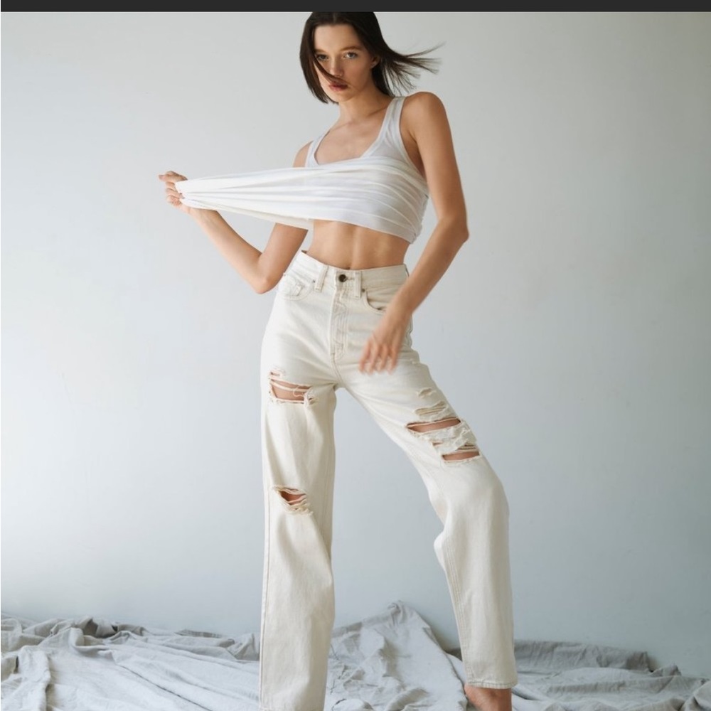 brand new high rise urban outfitter jeans 24” beige